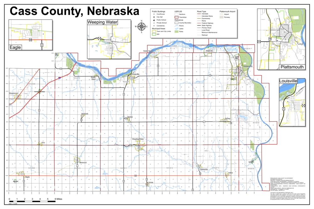 sectioned map of Cass County Nebraska