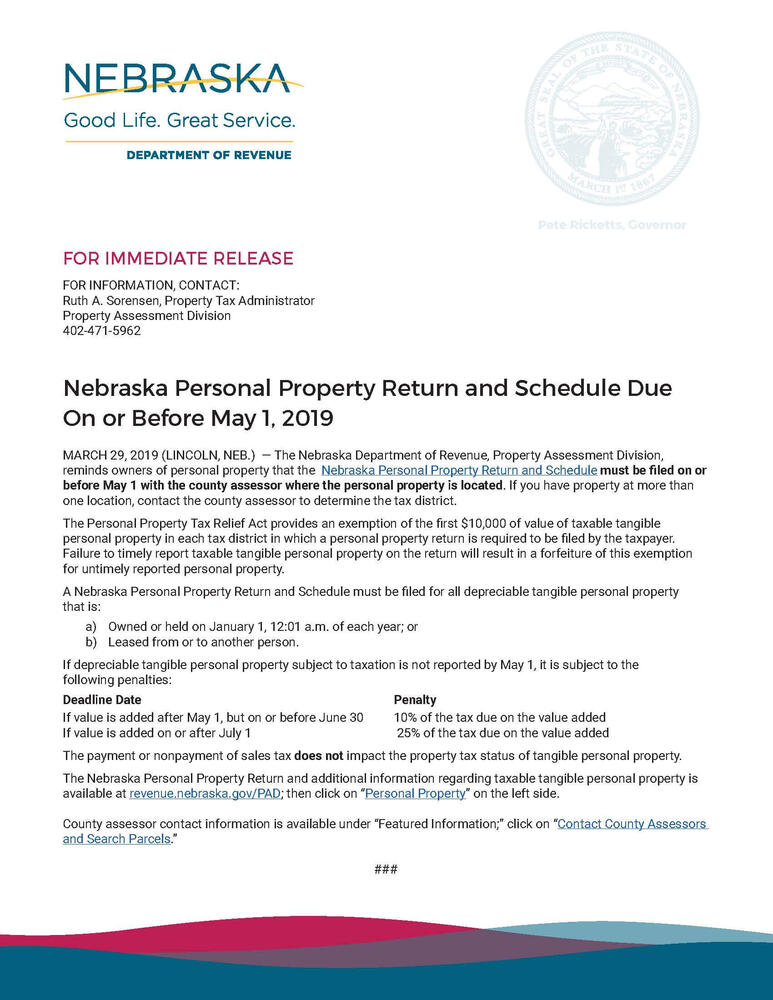 Personal Property Return and Schedule Flyer information above
